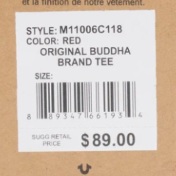 TRUE RELIGION Mens Short Sleeve ORIGINAL BUDDHA Crewneck T-Shirt (Red) - Picture 5 of 5